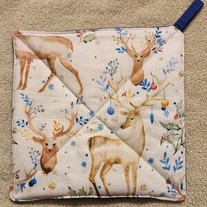 Pot holder or Hot Pad- reindeer with ornaments